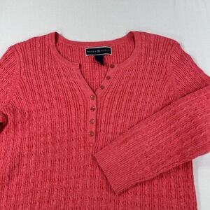 Karen Scott Knit Sweater Salmon Coral 3/4 Sleeve Size XS EUC Super Soft